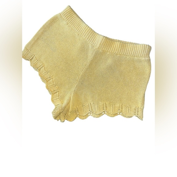 ZARA YELLOW Butter Scalloped Crochet KNIT SHORTS Women’s S Boho Festival Spring - Picture 8 of 15
